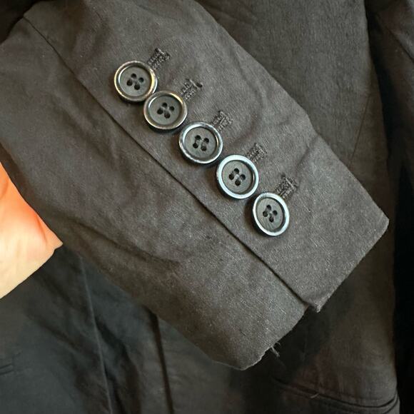 Theory Isita Crunch Open Front Linen Blend Blazer Black 2 - Picture 8 of 10